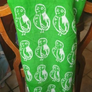 Virginia Johnson Green Owl Wool Scarf